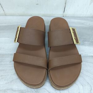 Sorel Sandals Buckle Slide Slip On Camel Cork Platform Shoes NL4177-243 US 7